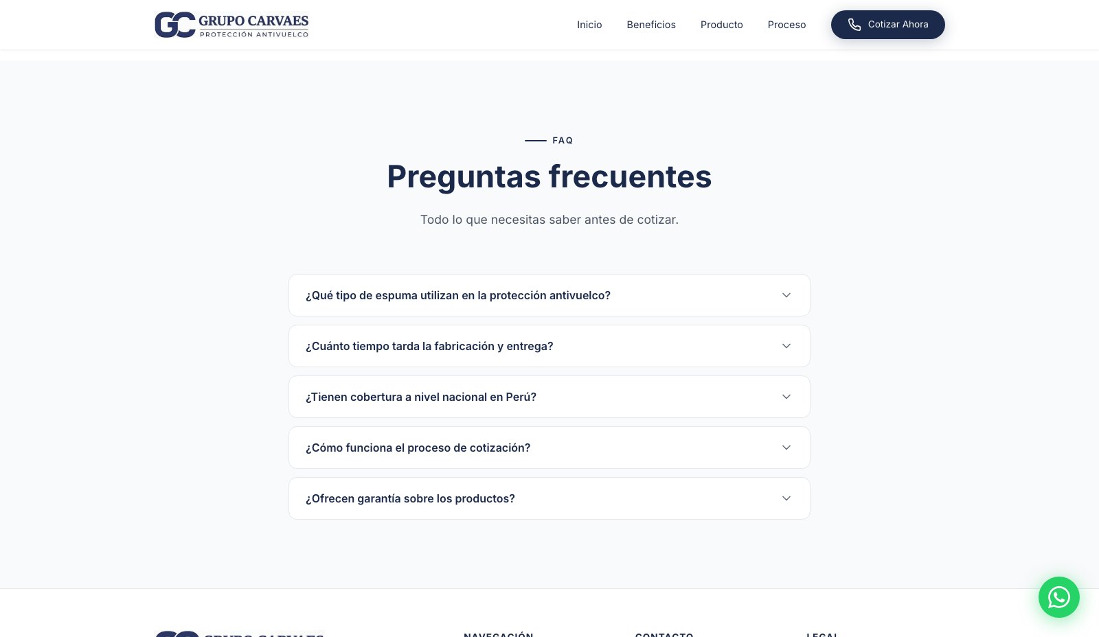 Grupo Carvaes - Preguntas frecuentes