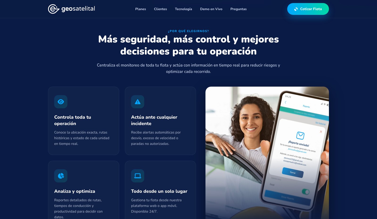 Geosatelital · Landing de Flotas - Beneficios para la operación