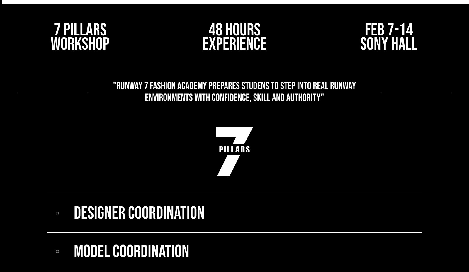 Runway 7 Fashion Academy - Cifras del programa y 7 pilares