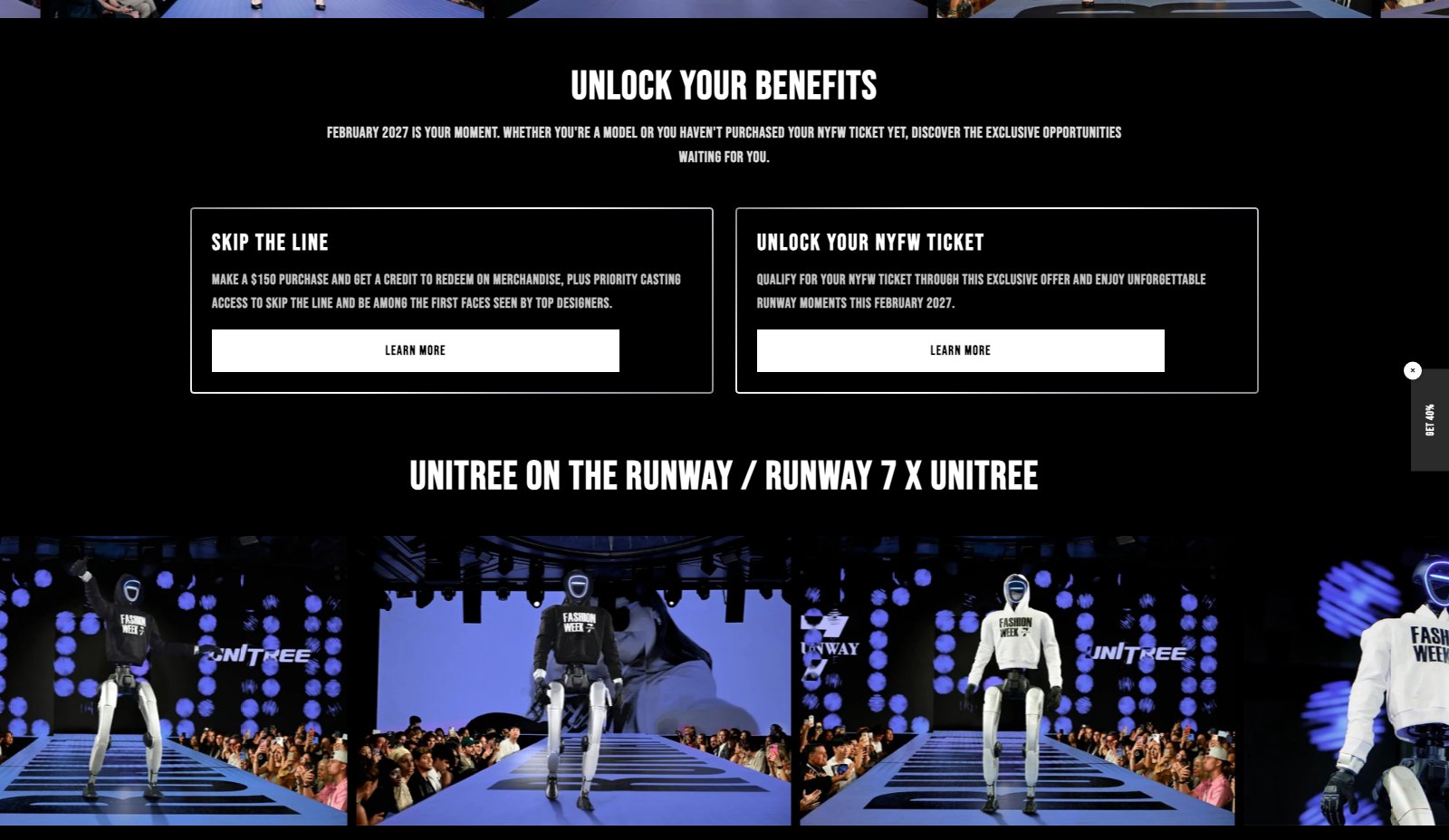 Shop Runway 7 - Beneficios por compra y Runway 7 x Unitree